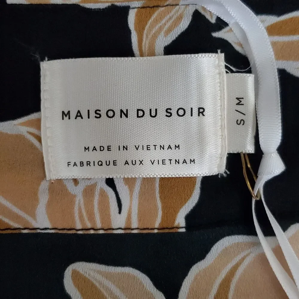 Maison Du Soir Womens Robe S / M Black Gold Floral Kimono Duster Rachel Zoe - Picture 9 of 10